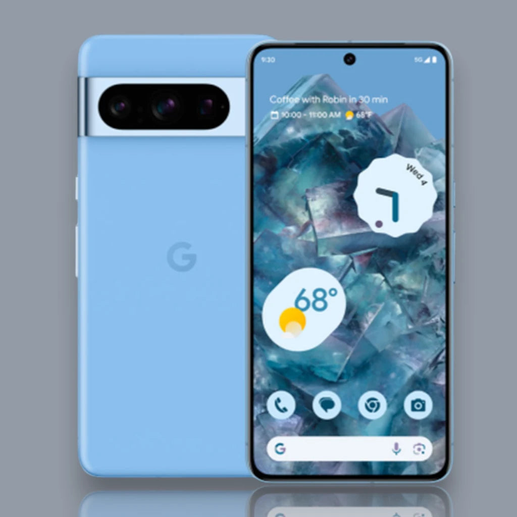Pixel 8 Pro smartphone front view with smooth display