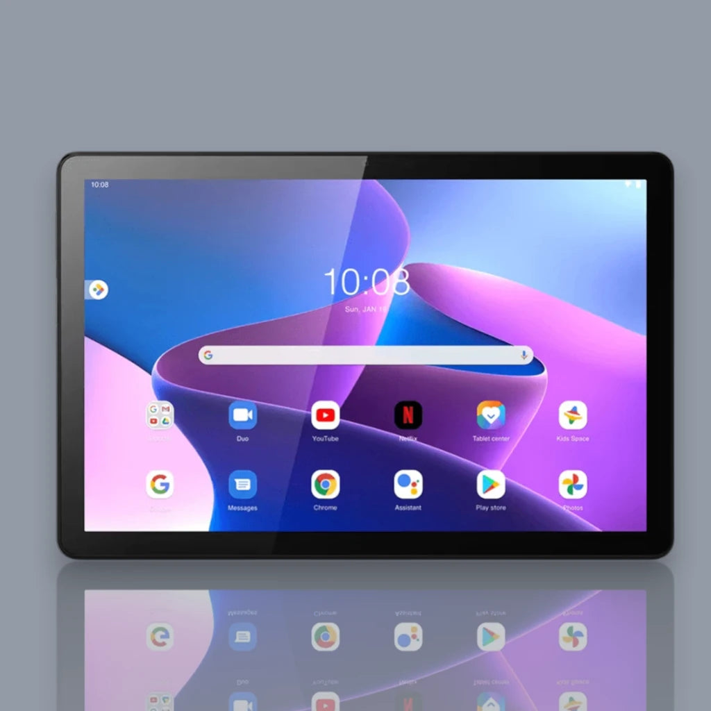 Lenovo tablet front view with large display for media use