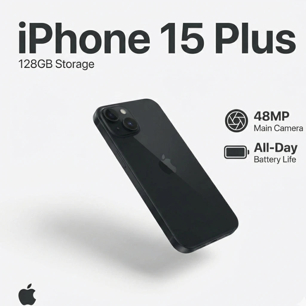 iPhone 15 Plus slim profile large display Apple smartphone 128GB